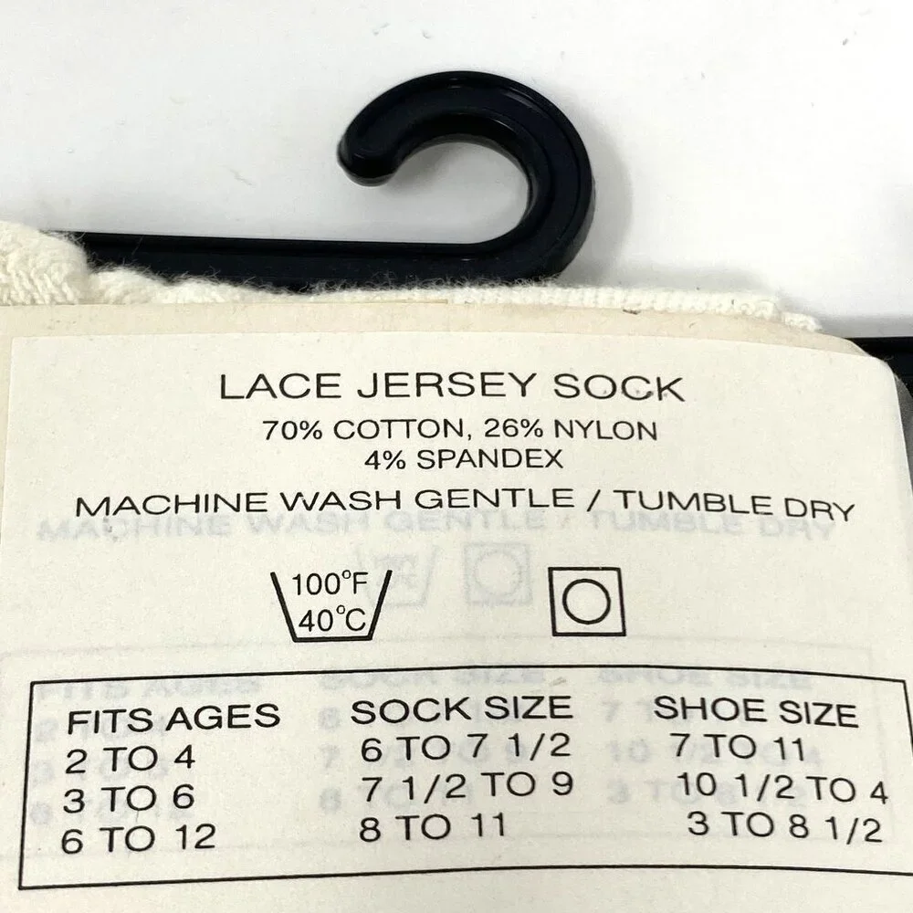 Hue Kids Lace Jersey Socks Ivory Lace Ankle Slouch Vintage 90's Wear Casual. B4